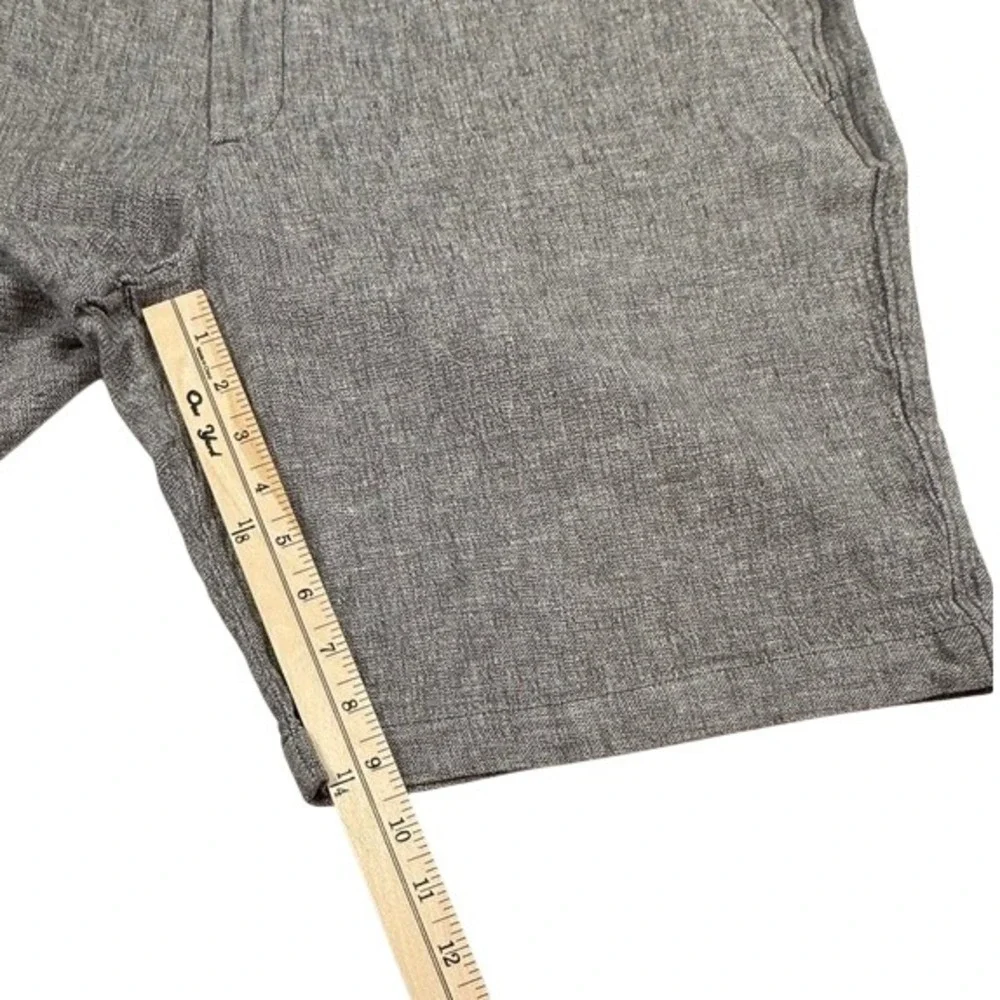 Banana Republic Aiden Shorts Mens 38 Grey Linen Cotton Blend Flat Front 9 Inseam